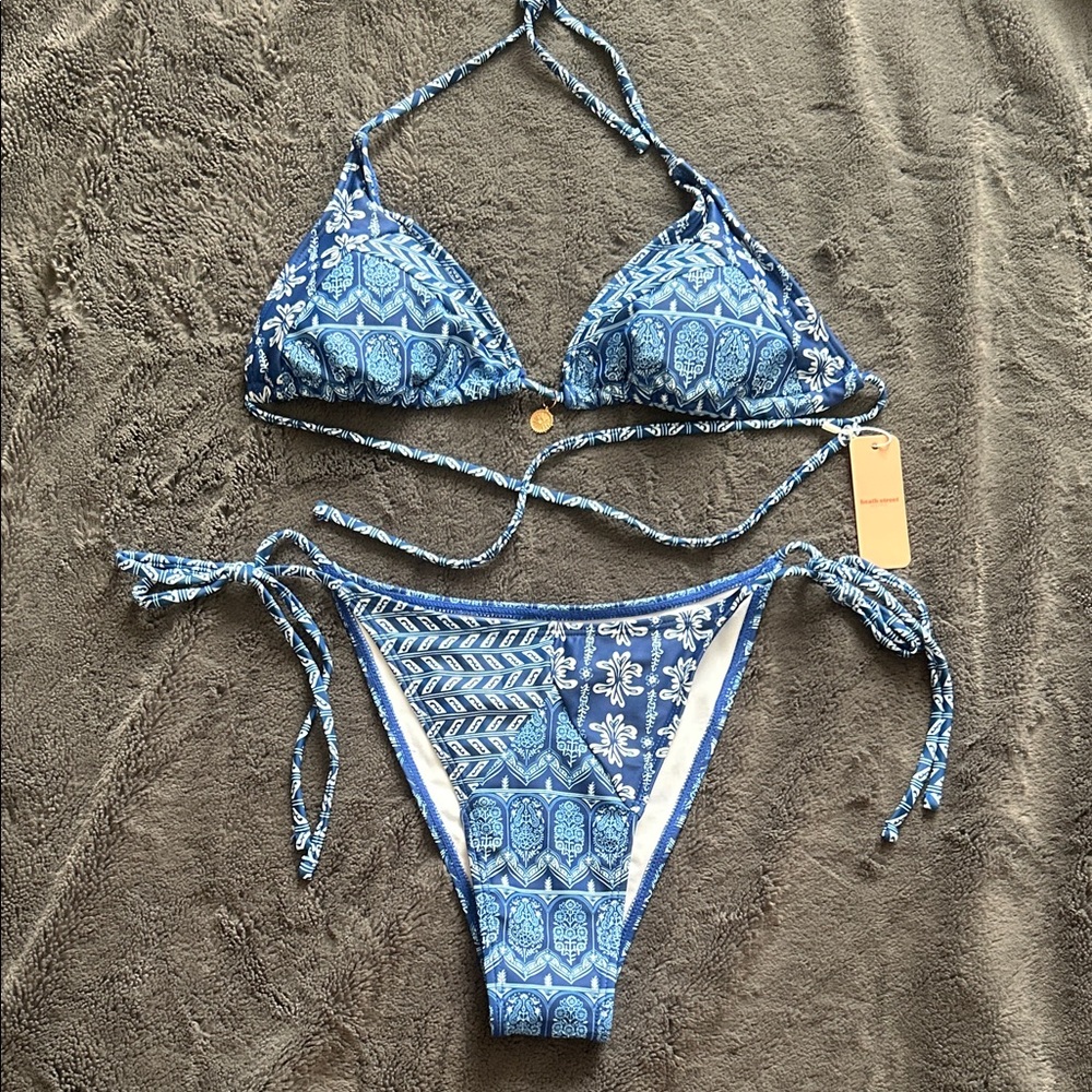 NWT Heathstreet Blue Patterned Bikini Set medium